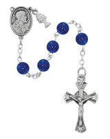 C70RB RF 6MM BLUE GLASS ROSARY communion rosary
