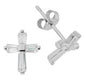 EAR32- STERLING SILVER CRYSTAL EARRINGS CROSS