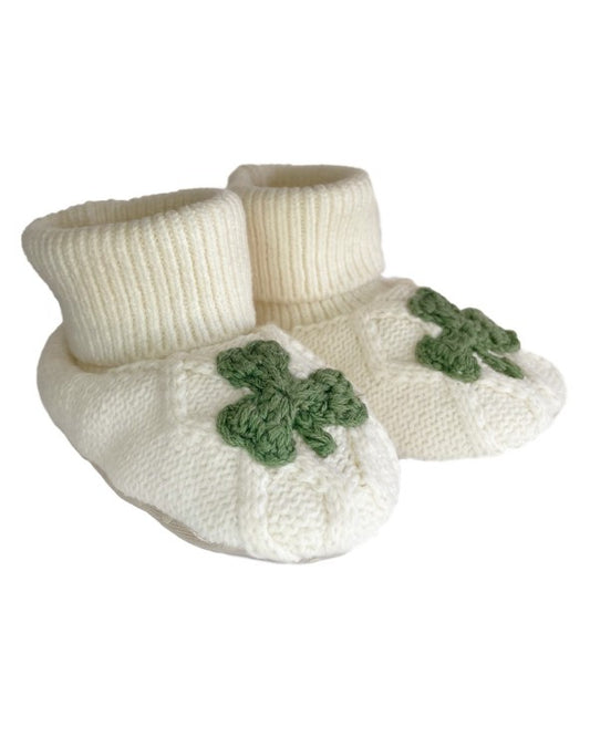 Baby Aran Shamrock Booties In Cream PF7471