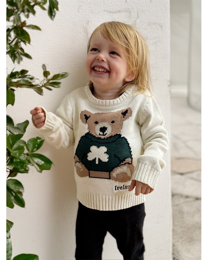 Kids Bear Knitted Jumper In Cream PF7473