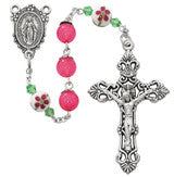 R704DF PINK & CERAMIC BEAD FLOWER ROS