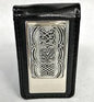 Leather Money Clip with Pewter Design P313