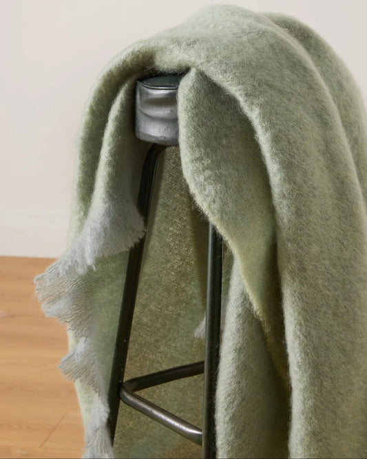 Foxford Mohair Sage green throw