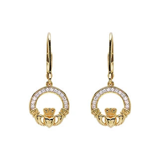 14KT Gold Vermeil Drop Claddagh Earring Studded with White Cubic Zirconias

SKU:
GV31