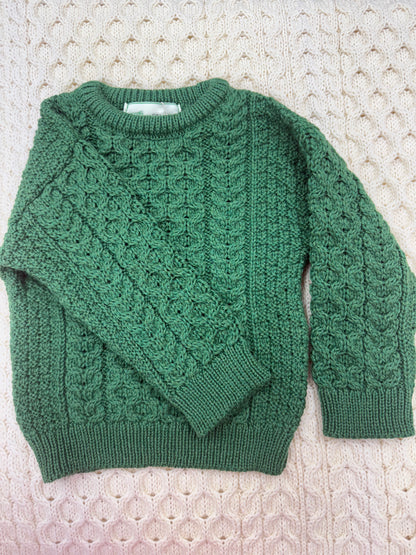 Child Original Aran Sweater Green