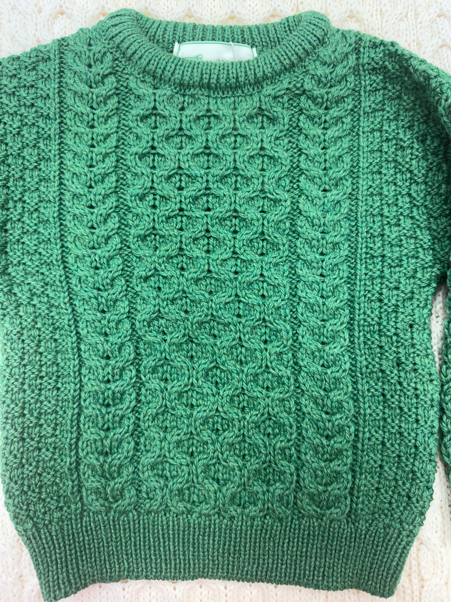 Child Original Aran Sweater Green