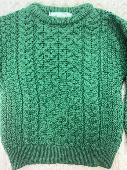 Child Original Aran Sweater Green