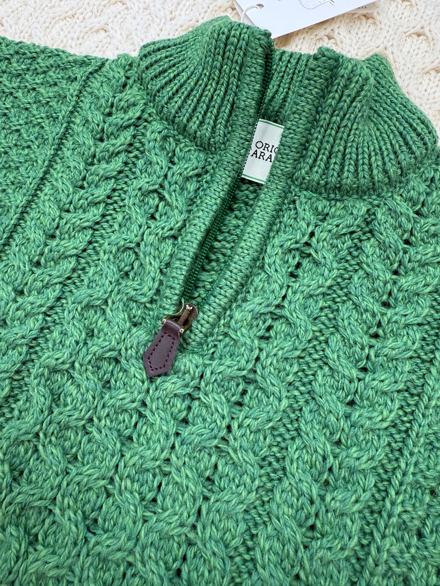 Child’s 1/4 Zip Original Aran Sweater Green