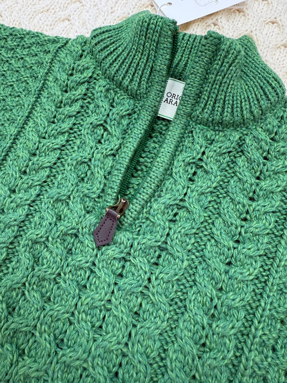 Child’s 1/4 Zip Original Aran Sweater Green