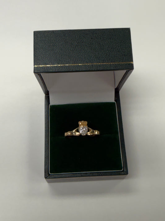 14K Claddagh with Diamond by Fado R502 6.5