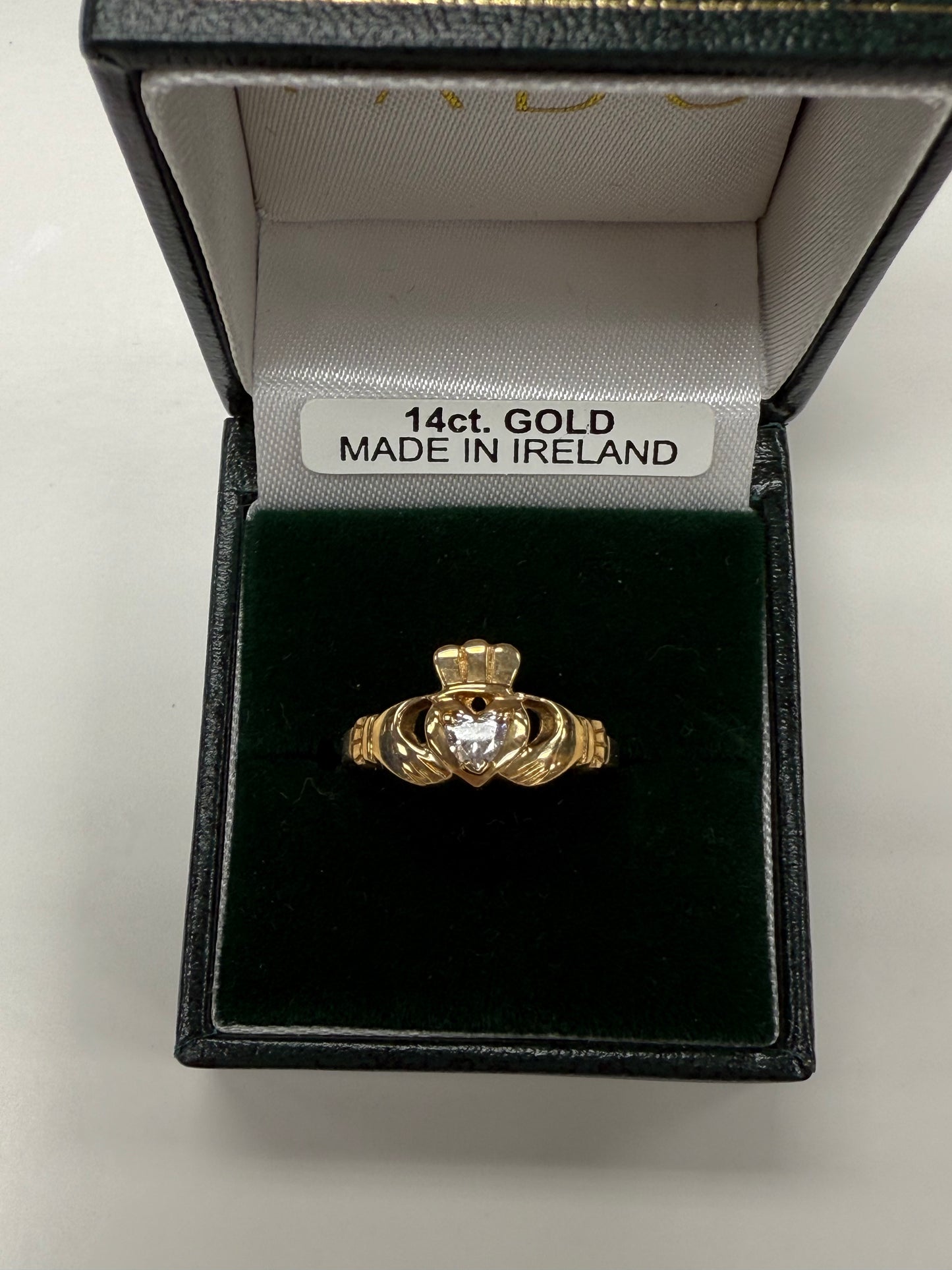 14k Claddagh with Diamond by Fado R318 size 7