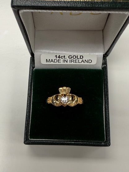 14k Claddagh with Diamond by Fado R318 size 7