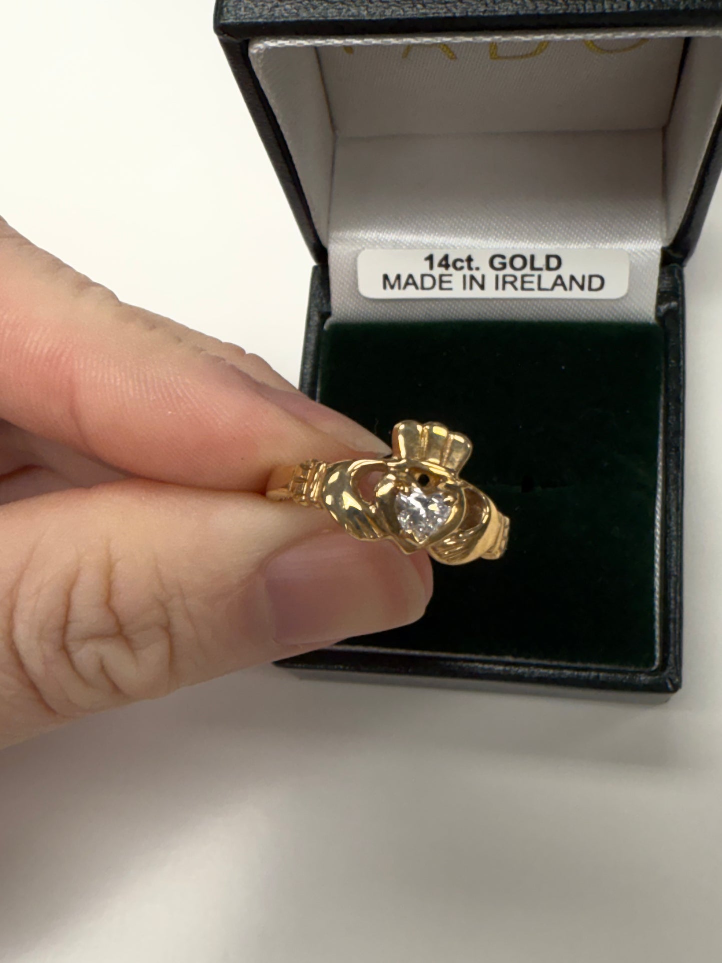 14k Claddagh with Diamond by Fado R318 size 7