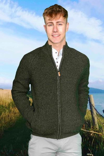 Dunmore Dk. Green Full Zip Sweater