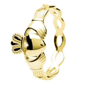 Gold Vermeil Claddagh Ring with braided band GVL46
