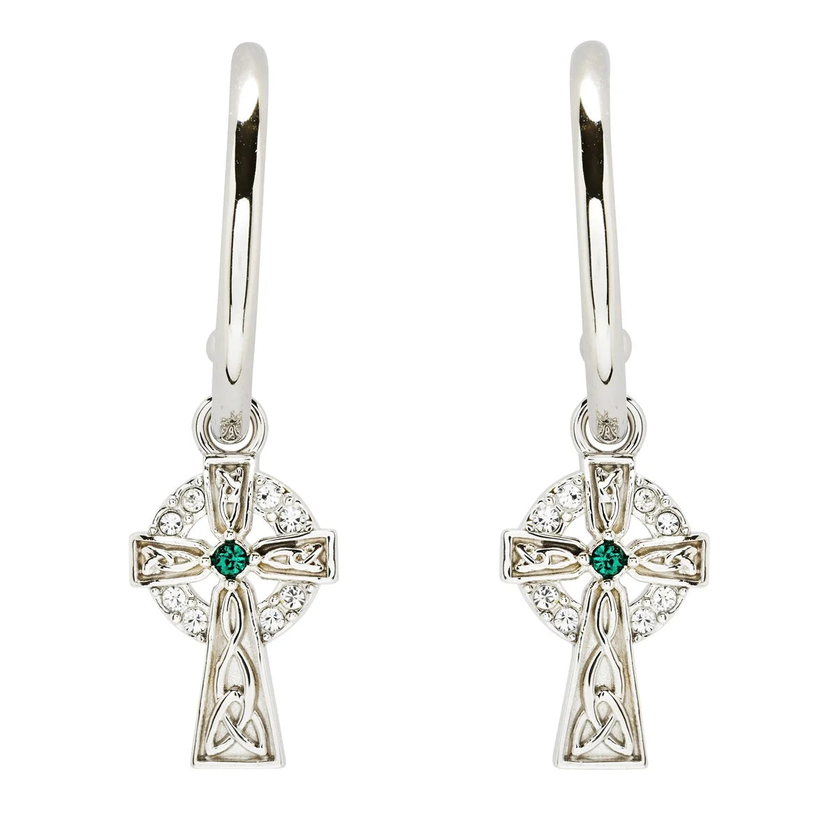 Sterling Silver Crystal Cross Hoop Earrings
SW249