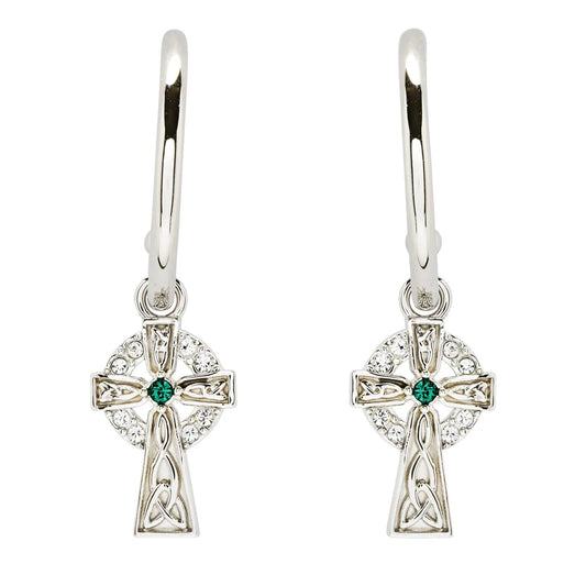 Sterling Silver Crystal Cross Hoop Earrings
SW249