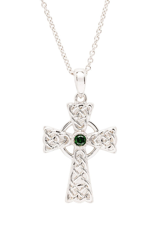 Sterling Silver Green CZ Celtic Cross
SF37 Made By Shanore