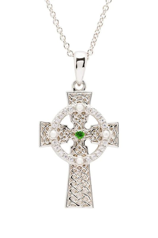 Sterling Silver Green CZ Celtic Cross
SF38 Made By Shanore