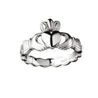 Sterling silver Claddagh ring with Celtic weave A3014