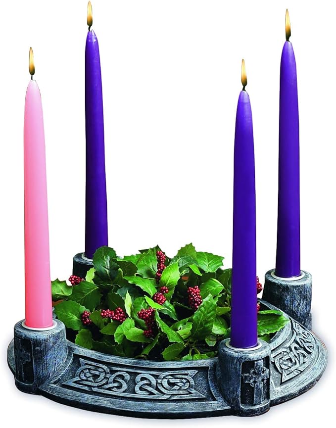 Celtic Knot Resin Advent Wreath W/Boxed Candle Set, 8"