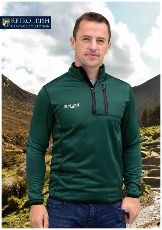 Retro Irish Men’s 1/4 Zip in Green and Black