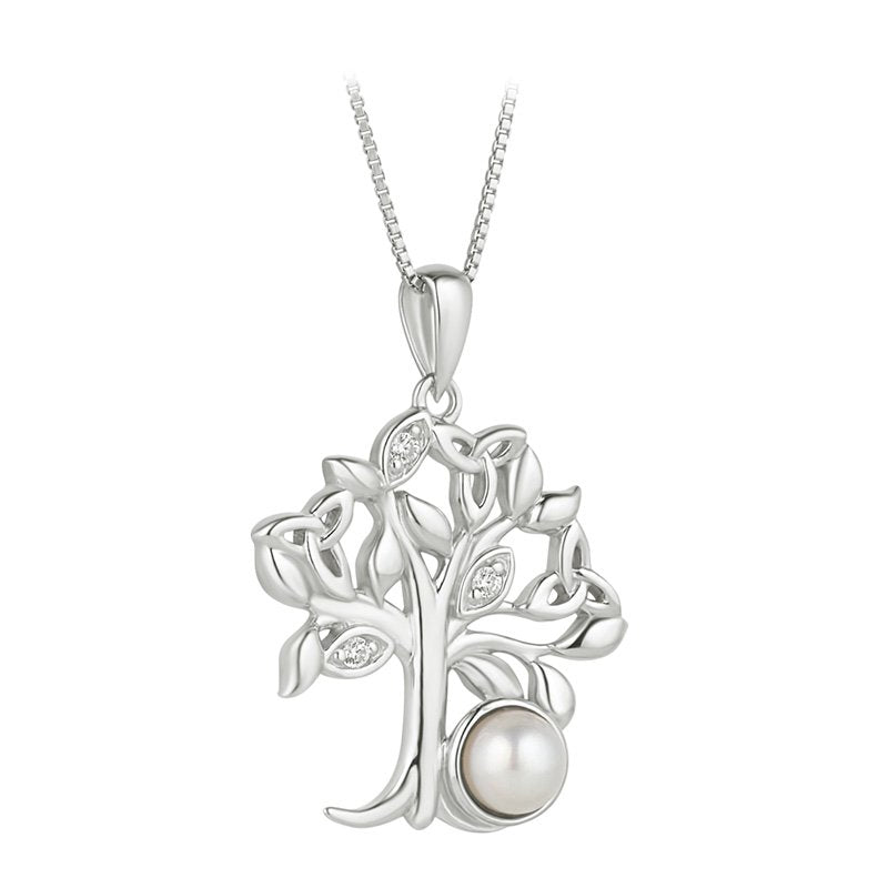 STERLING SILVER FRESHWATER PEARL TREE OF LIFE NECKLACE S47061