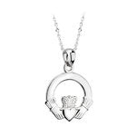 14K WHITE GOLD CLADDAGH PENDANT S4672