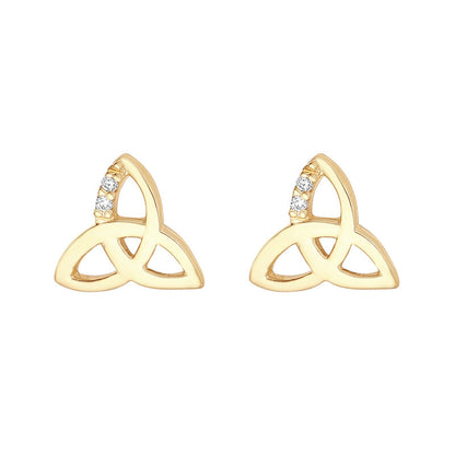 10K GOLD CZ TRINITY KNOT STUD EARRINGS S34155