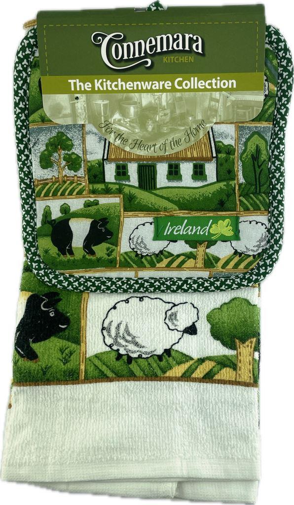 Ireland Country side Tea towel and pot holder