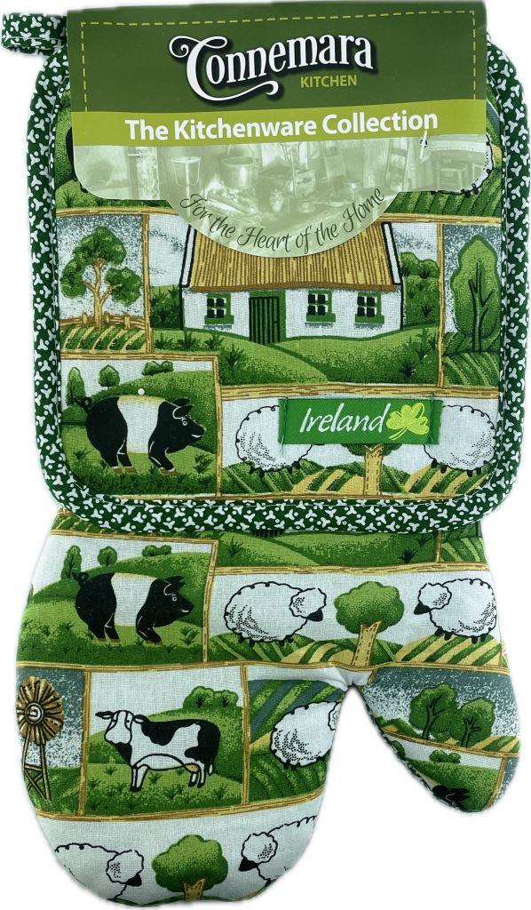 Ireland Country side oven mitt and pot holder set