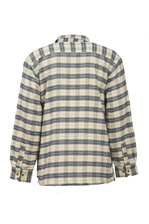 Flannel Fleece Lined Shirt - Ecru Green Navy Check (LV5)
