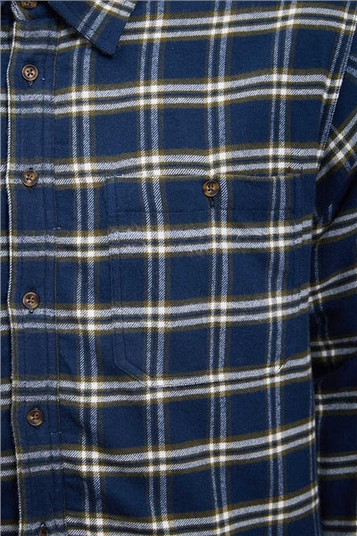 Flannel Fleece Lined Shirt - Navy Green Check (LV13