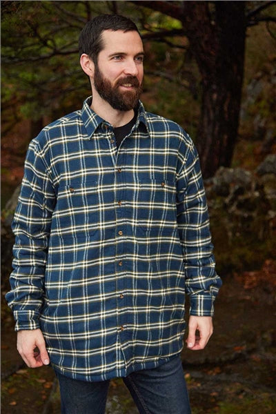 Flannel Fleece Lined Shirt - Navy Green Check (LV13