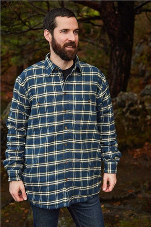 Flannel Fleece Lined Shirt - Navy Green Check (LV13