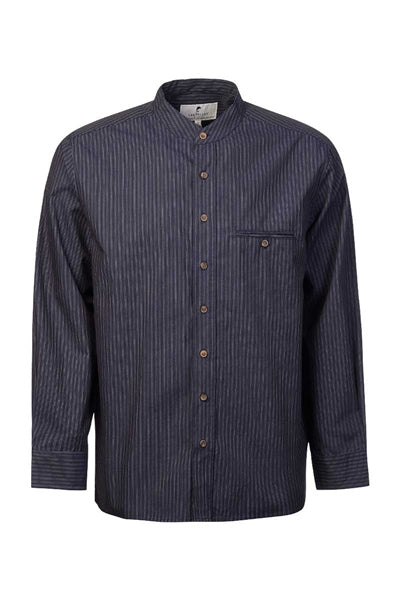 Men's Comfort Cotton Grandfather Shirt - Navy and White Stripe (FL18)