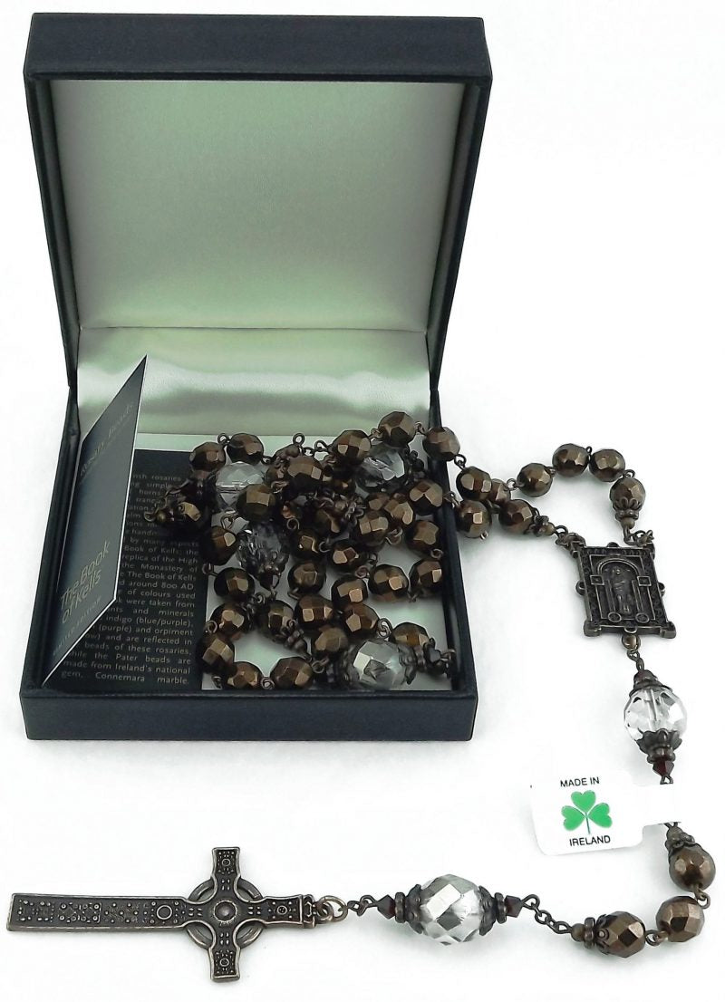 BOOK OF KELLS BRONZE AND COPPER FINISH ROSARY BEADS W71324