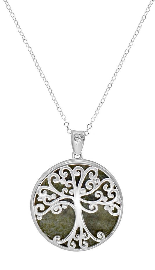 CONNEMARA MARBLE STERLING SILVER REVERSIBLE TREE OF LIFE PENDANT 70036