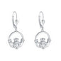 STERLING SILVER LARGE CZ HEART CLADDAGH EARRINGS