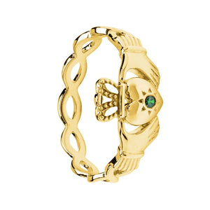 14kt Gold Vermeil Green CZ Claddagh Ring GVL116 7