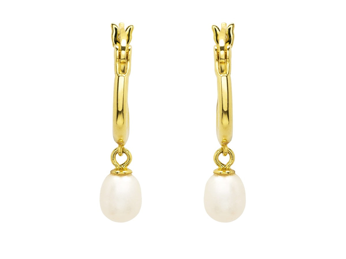 14k Gold Vermeil Freshwater Pearl Hoop Earrings
OC356