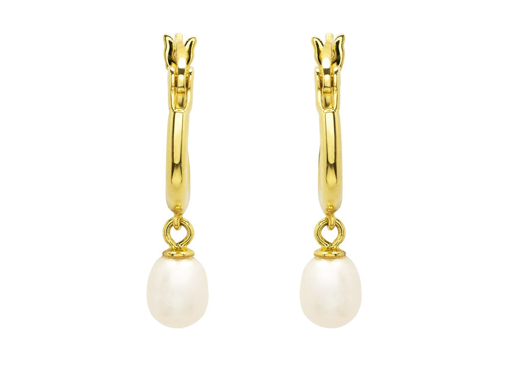 14k Gold Vermeil Freshwater Pearl Hoop Earrings
OC356