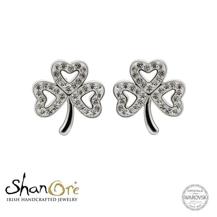 S Silver White Swarovski Crystal Shamrock Stud Earrings
SW51