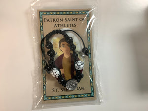 St. Sebastian Patron Saint of Athletes - adjustable bracelet with prayer card