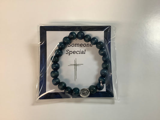 Blue wood St. Michael youth Bracelet