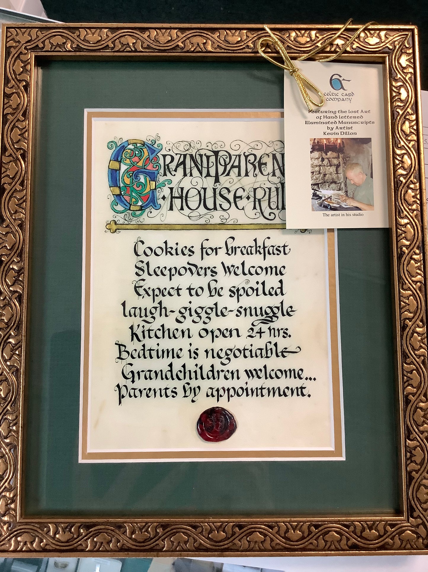 Framed Irish Blessing “Grandparents House rules” 4342