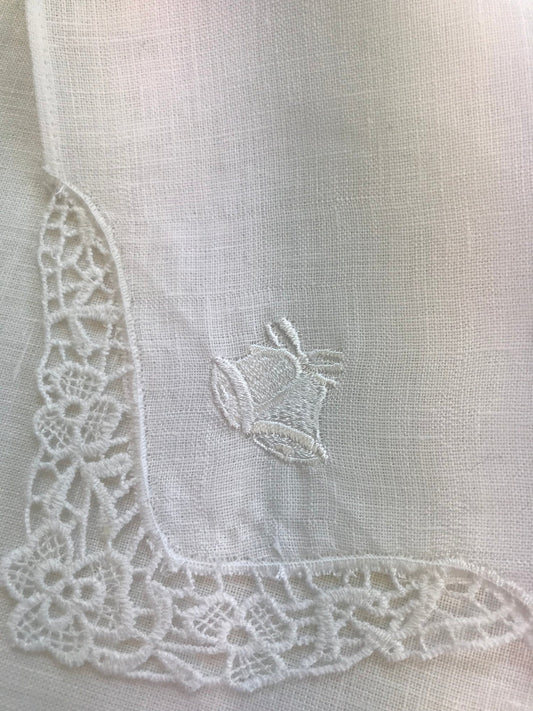 Irish linen Hankie with Wedding Bells