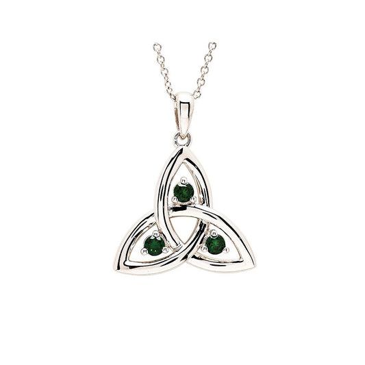 Sterling Silver Trinity Pendant with Green stones SP007SH