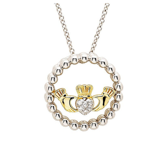 Sterling Silver with Gold Tone Claddagh pendant SP003SH