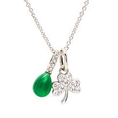 STERLING SILVER CRYSTAL AND GREEN AGATE SHAMROCK NECKLACE
SW246